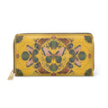 Butterfly Kaleidoscope Zipper Wallet — Yellow Floral Travel Wallet