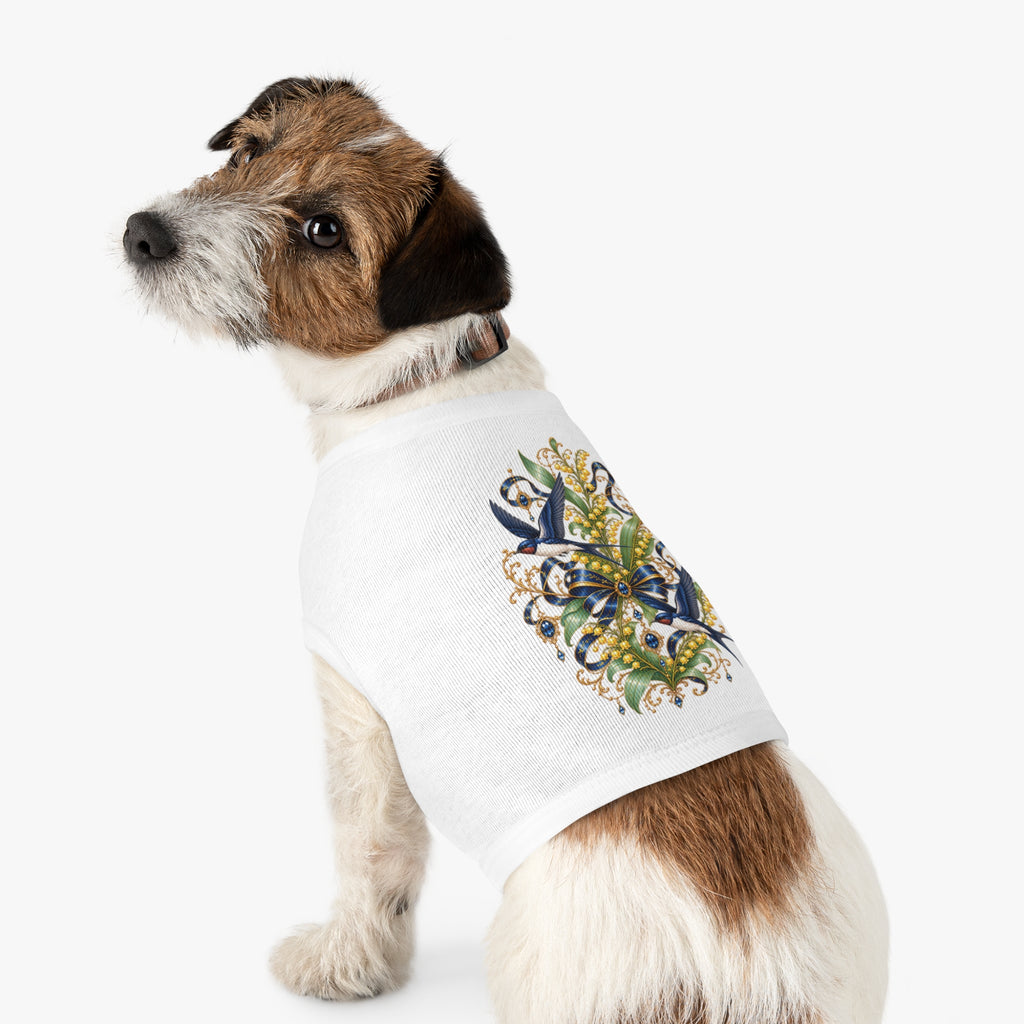Pet Tank Top — Ornate Bluebird & Floral Jewel Print