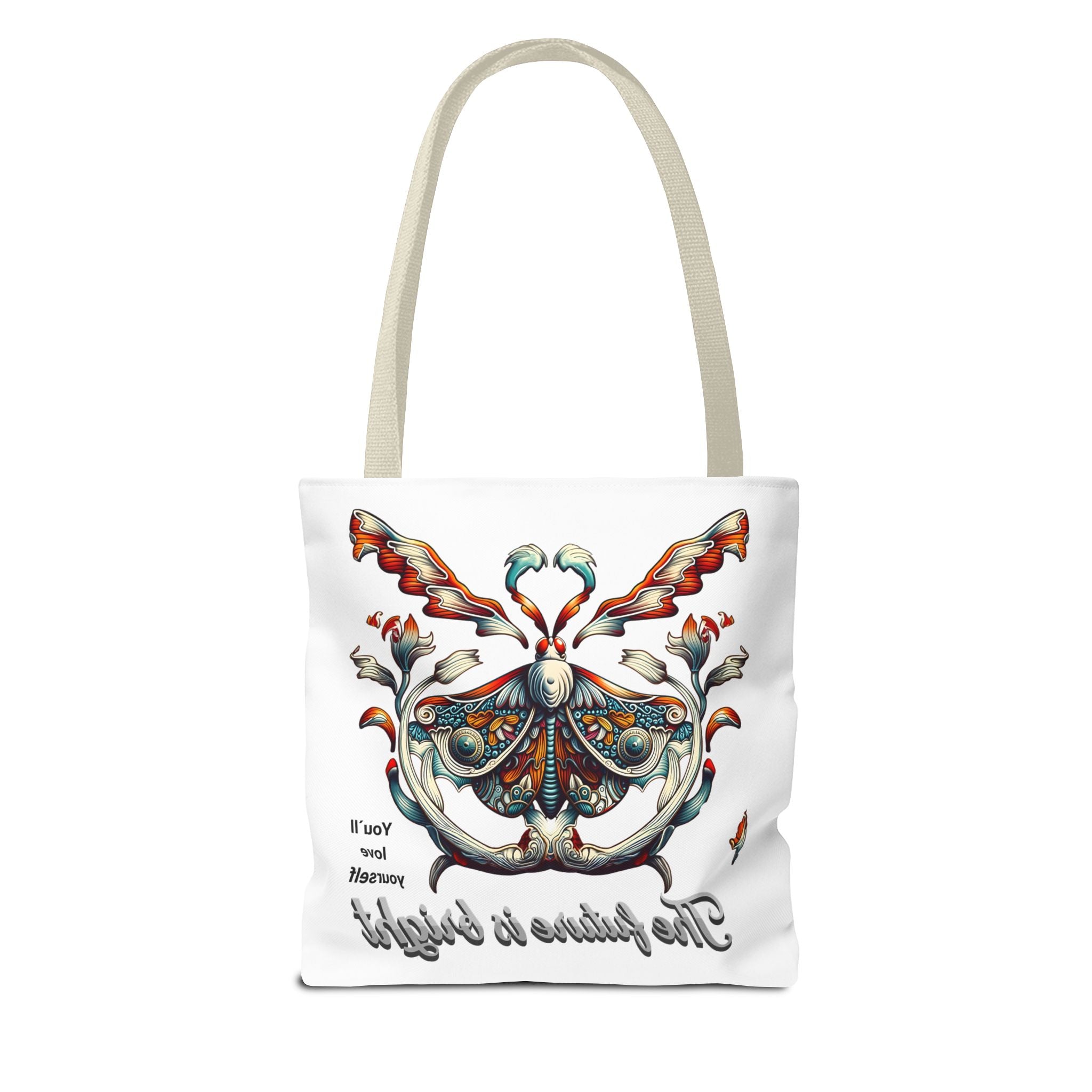 Bright Future Butterfly Tote Bag — Inspirational Floral Art AOP Tote