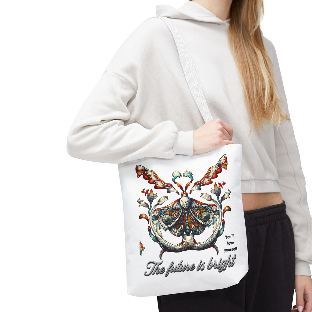 Bright Future Butterfly Tote Bag — Inspirational Floral Art AOP Tote