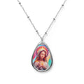 Divine Mary Oval Necklace | Spiritual Jewelry Gift, Religious Pendant, Church Accessory, Faith Jewelry, Mother's Day Gift