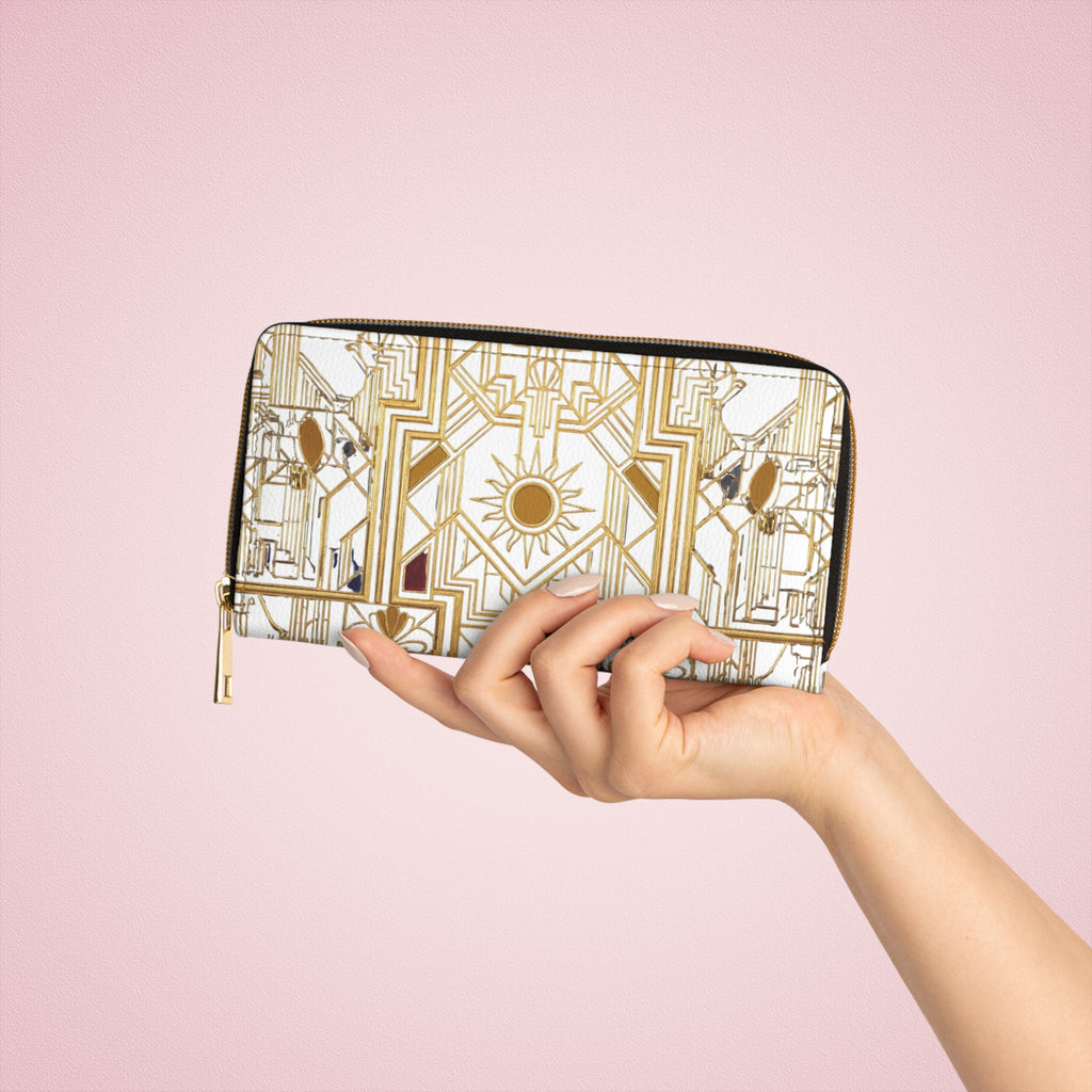 Art Deco Gold Sun Zipper Wallet