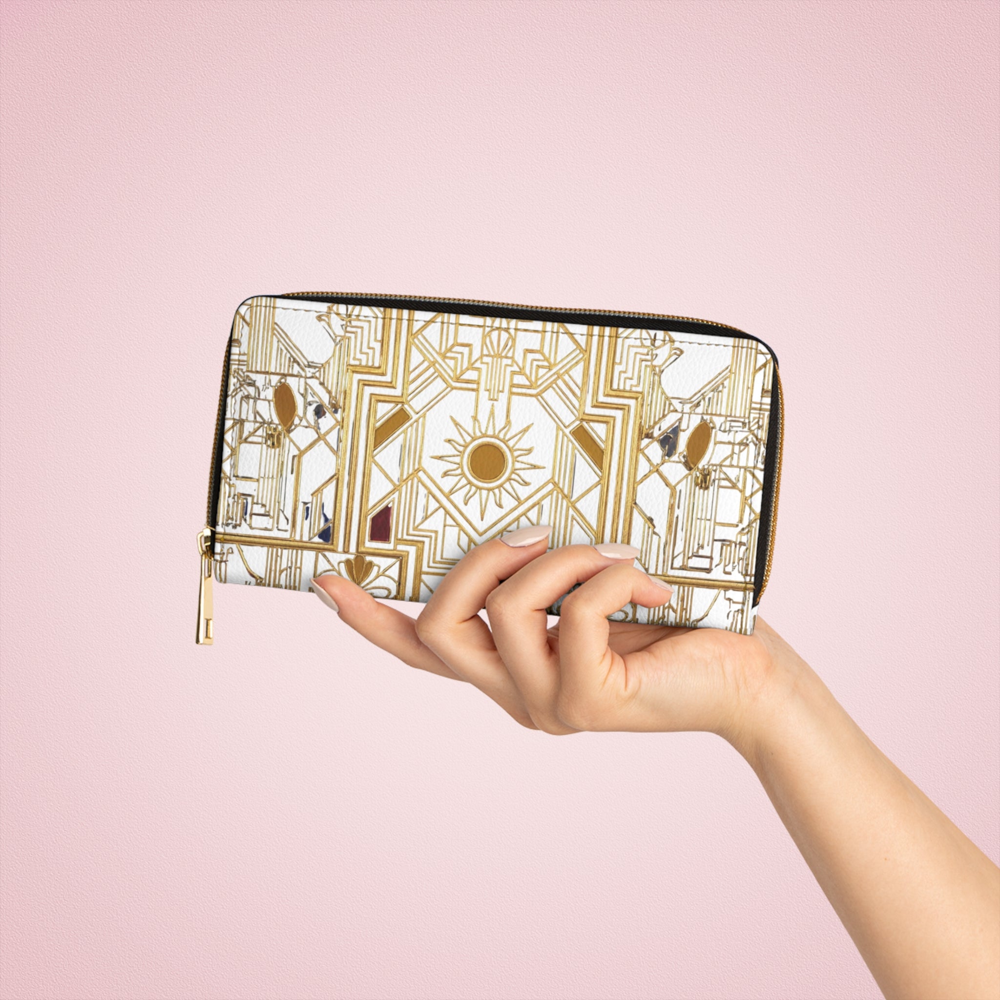 Art Deco Gold Sun Zipper Wallet