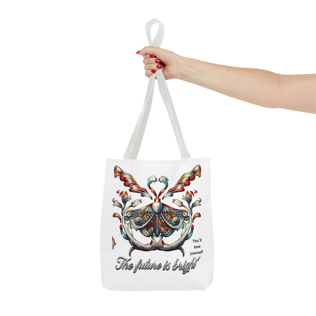 Bright Future Butterfly Tote Bag — Inspirational Floral Art AOP Tote