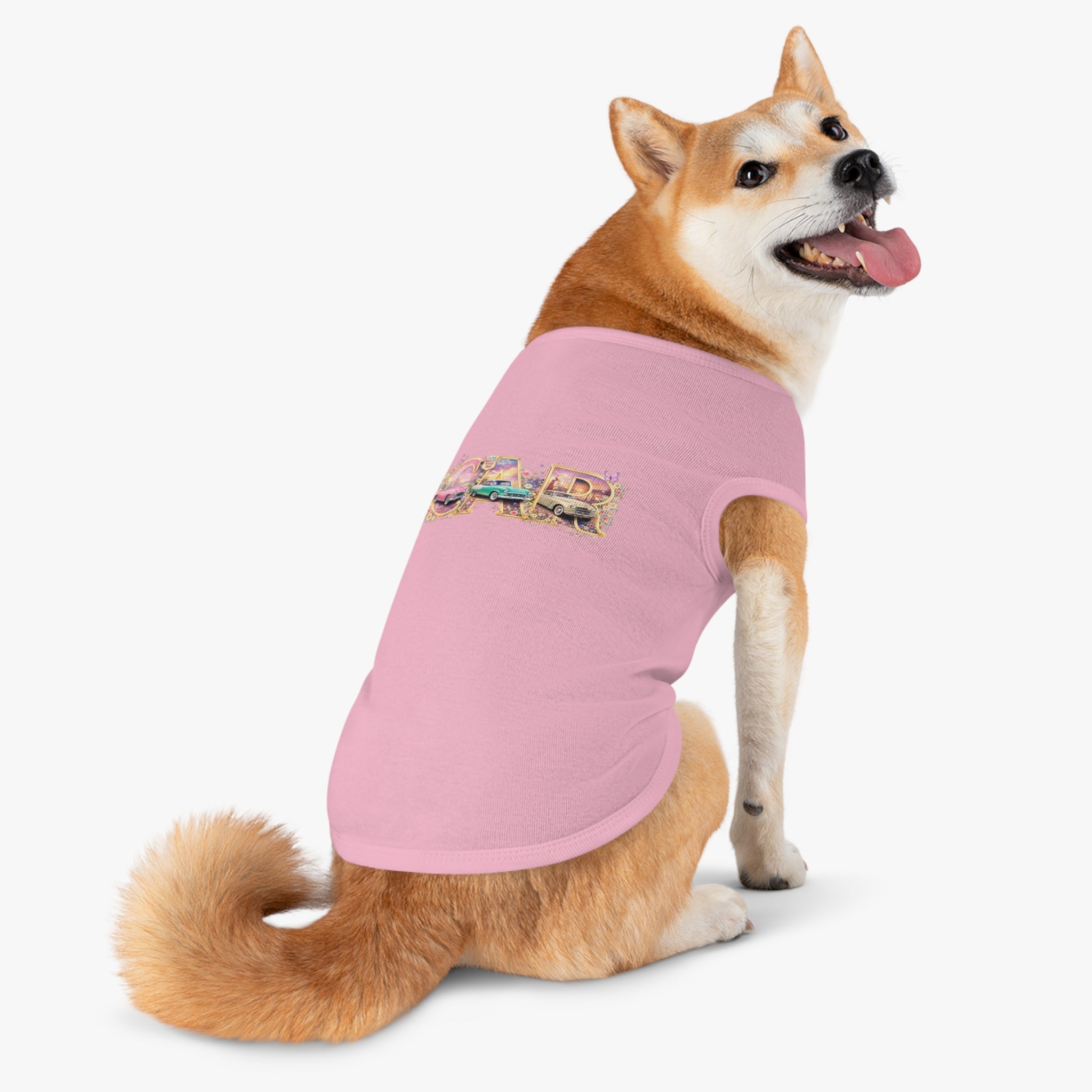 Classic Car Pet Tank Top – Retro 'Car' Graphic Dog Shirt