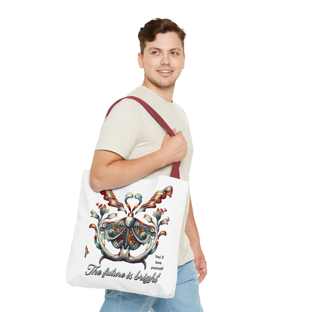 Bright Future Butterfly Tote Bag — Inspirational Floral Art AOP Tote