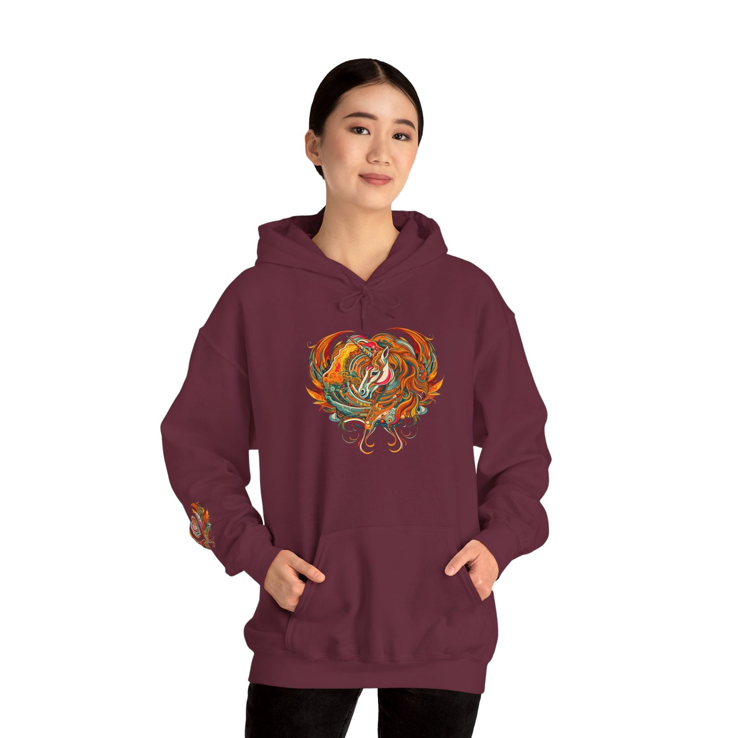 Colorful Heart Design Hooded Sweatshirt, Cozy Sweatshirt, Unisex Pullover, Gift for Him, Gift for Her, Casual Wear, Layering Essentials