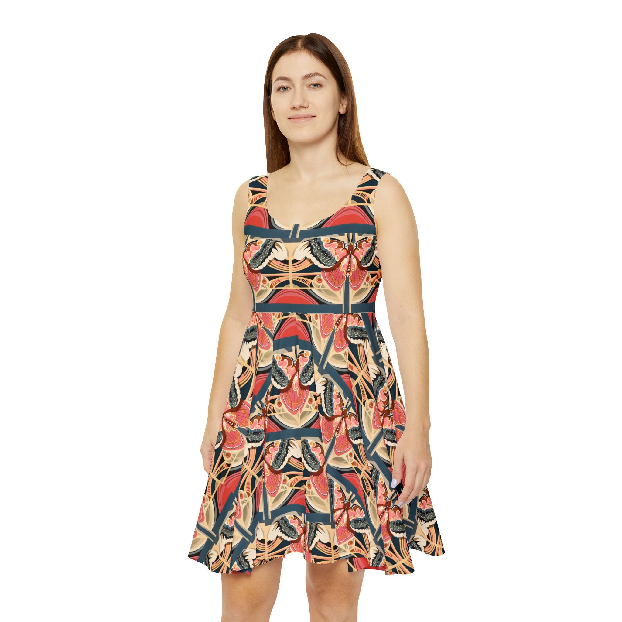 Butterfly Mosaic Skater Dress — Vintage Floral Print