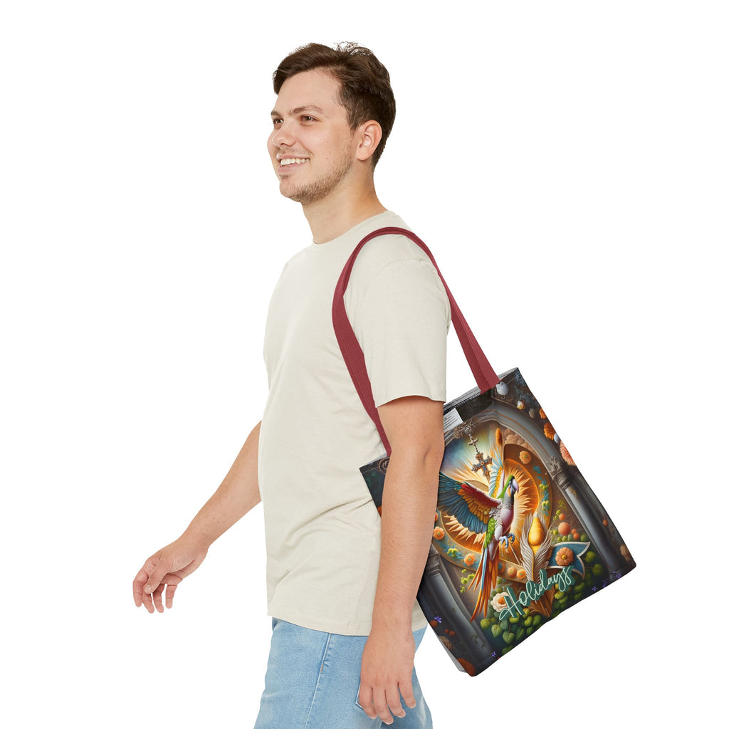 Vibrant Holiday Tote Bag, Eco-Friendly Shopping Bag, Bird Design Tote, Gift for Nature Lovers, Everyday Carryall, Travel Accessory