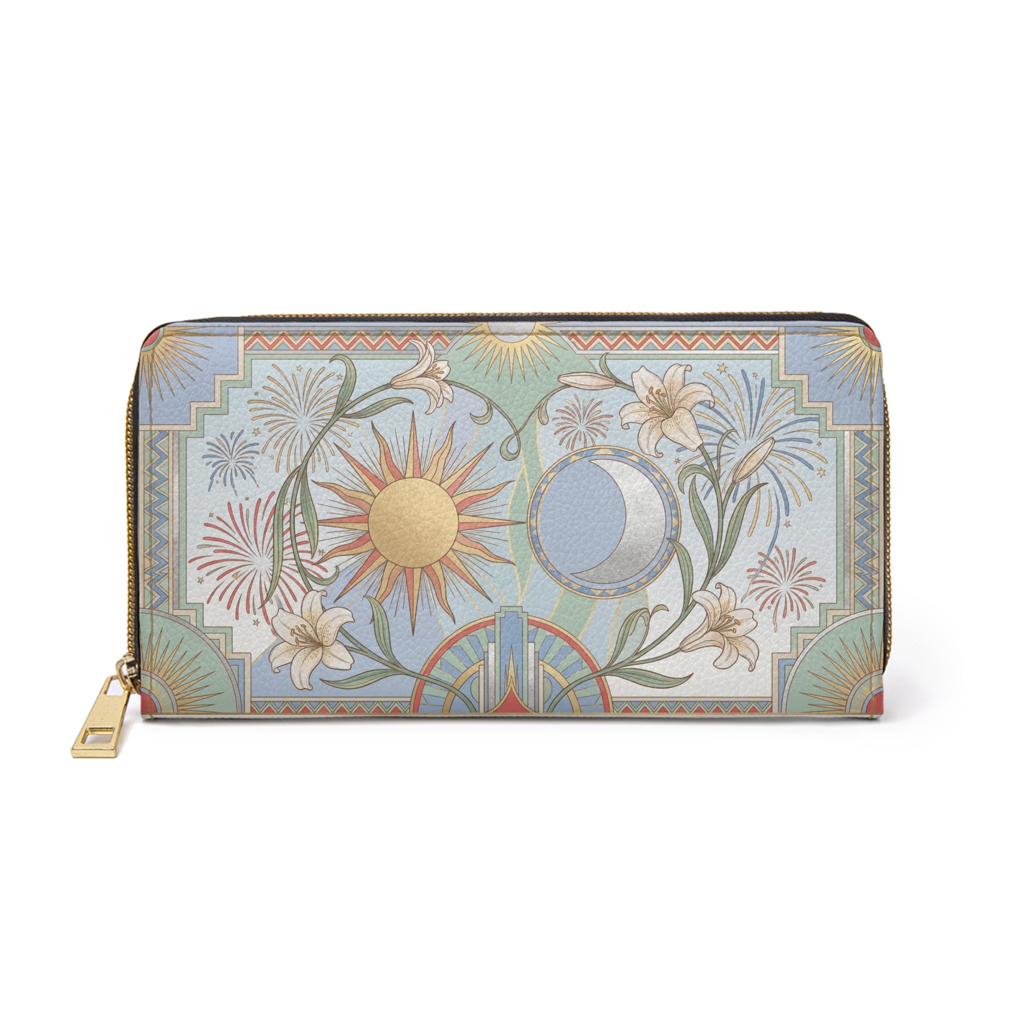 Zipper Wallet — Vintage Sun & Moon Floral Zip Wallet