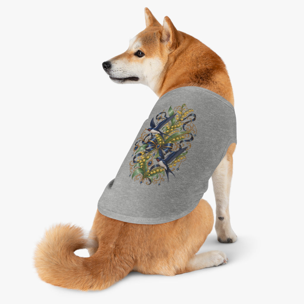 Pet Tank Top — Ornate Bluebird & Floral Jewel Print