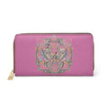 Pink Butterfly Zipper Wallet — Floral Mandala Design, Long RFID-Friendly Wallet