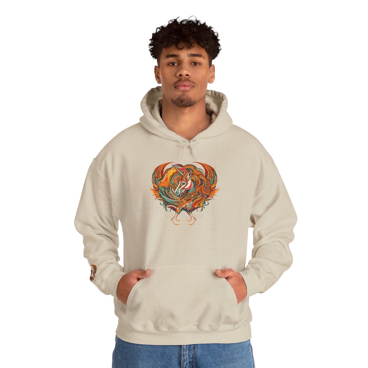 Colorful Heart Design Hooded Sweatshirt, Cozy Sweatshirt, Unisex Pullover, Gift for Him, Gift for Her, Casual Wear, Layering Essentials