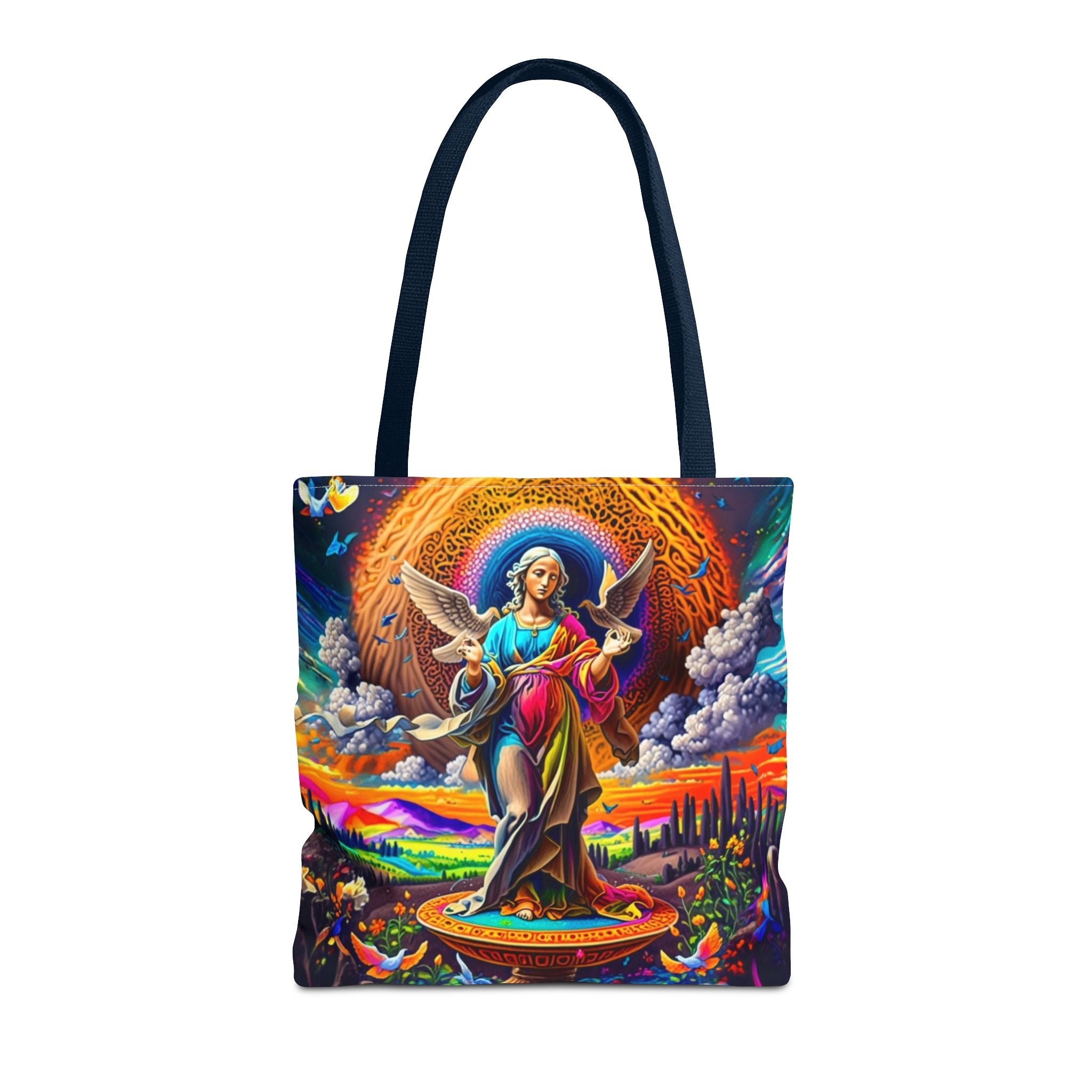 Vibrant Art Tote Bag - Spiritual, Colorful, Angular Design for Everyday Use, Perfect for Gifts, Shopping, Beach Days, Festivals, and Yoga