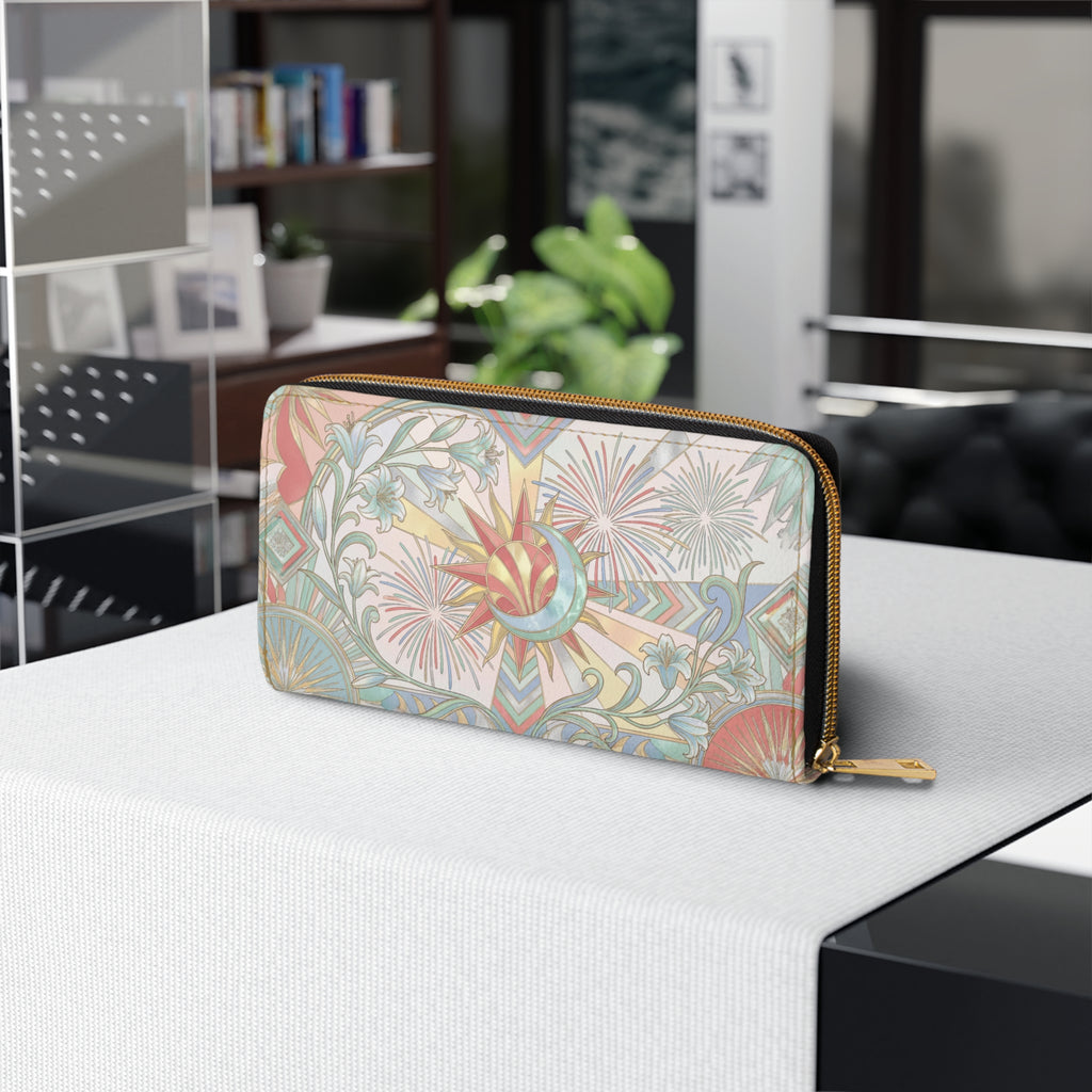 Zipper Wallet — Vintage Sun & Moon Floral Zip Wallet