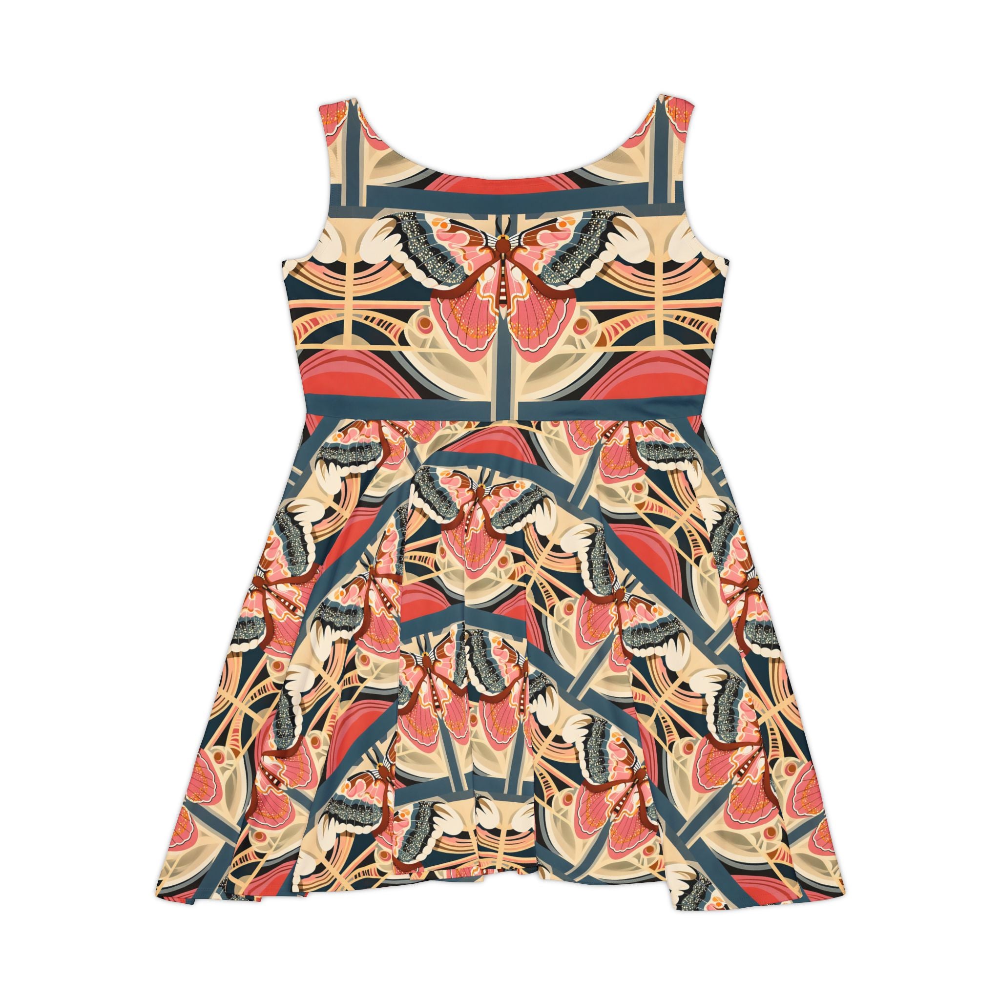Butterfly Mosaic Skater Dress — Vintage Floral Print