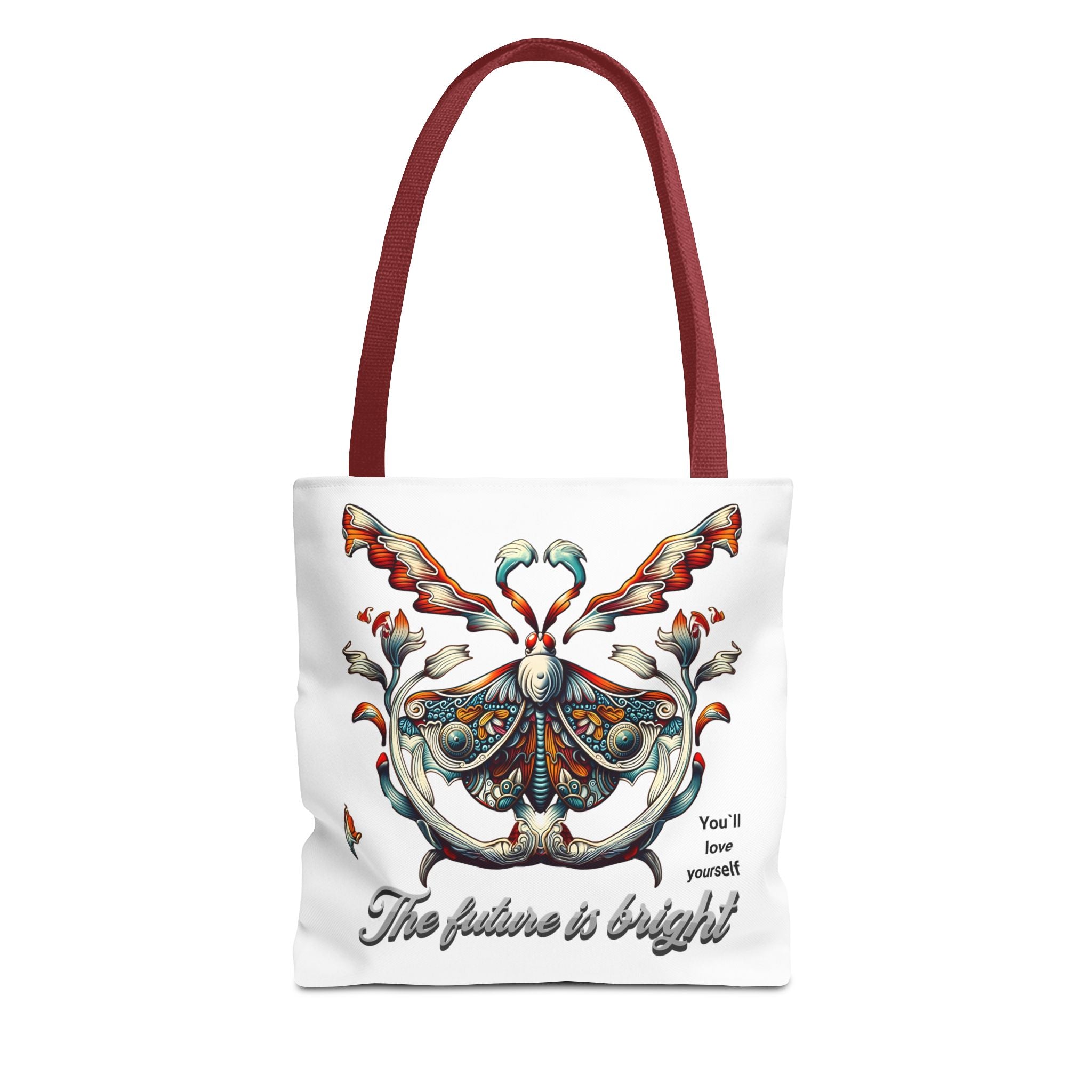 Bright Future Butterfly Tote Bag — Inspirational Floral Art AOP Tote