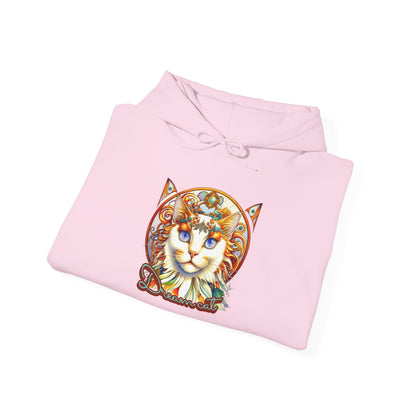 Whimsical Cat Hoodie, Cozy Animal Sweatshirt, Unique Gift for Cat Lovers, Warm Apparel for Any Occasion, Illustrated Cat Design