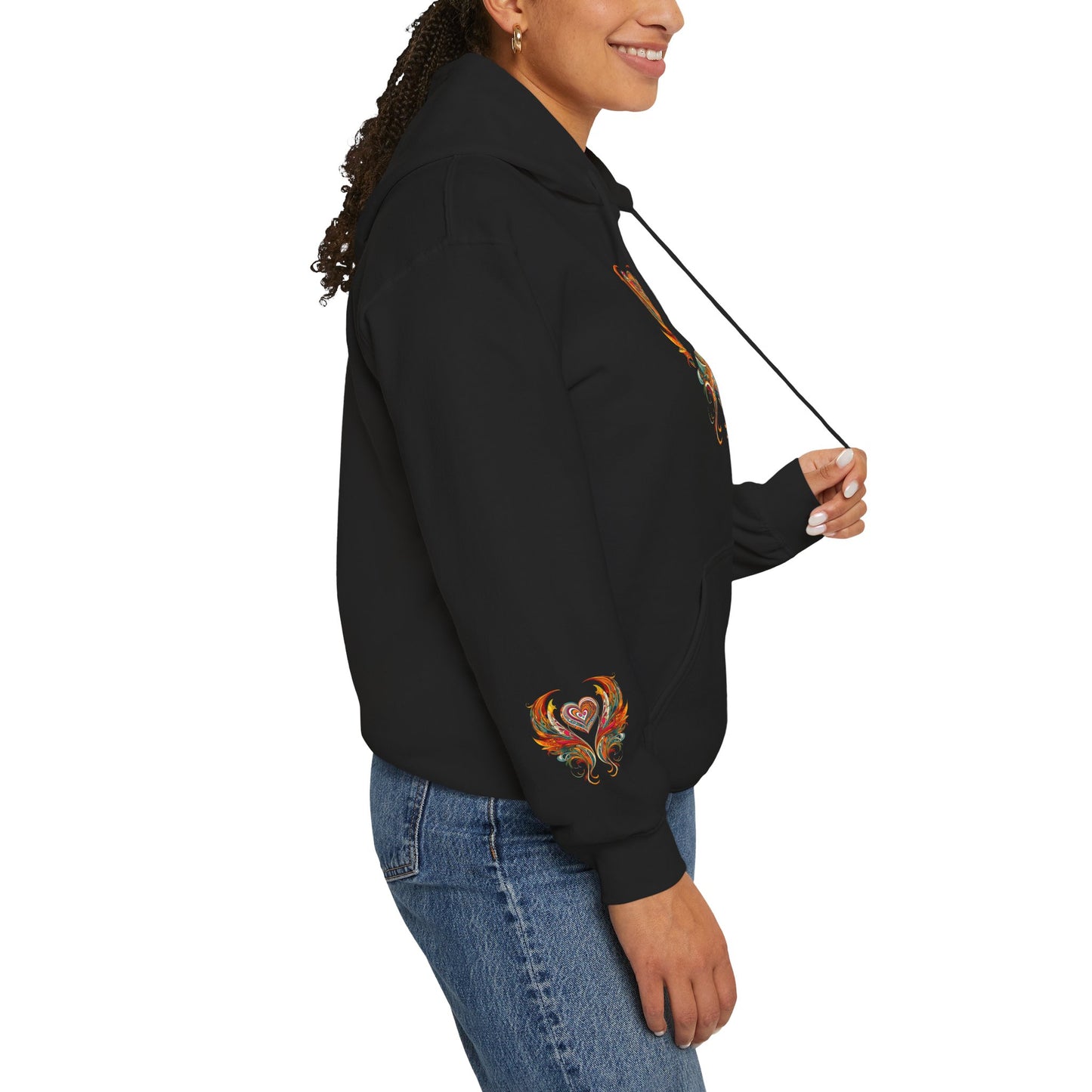 Colorful Heart Design Hooded Sweatshirt, Cozy Sweatshirt, Unisex Pullover, Gift for Him, Gift for Her, Casual Wear, Layering Essentials