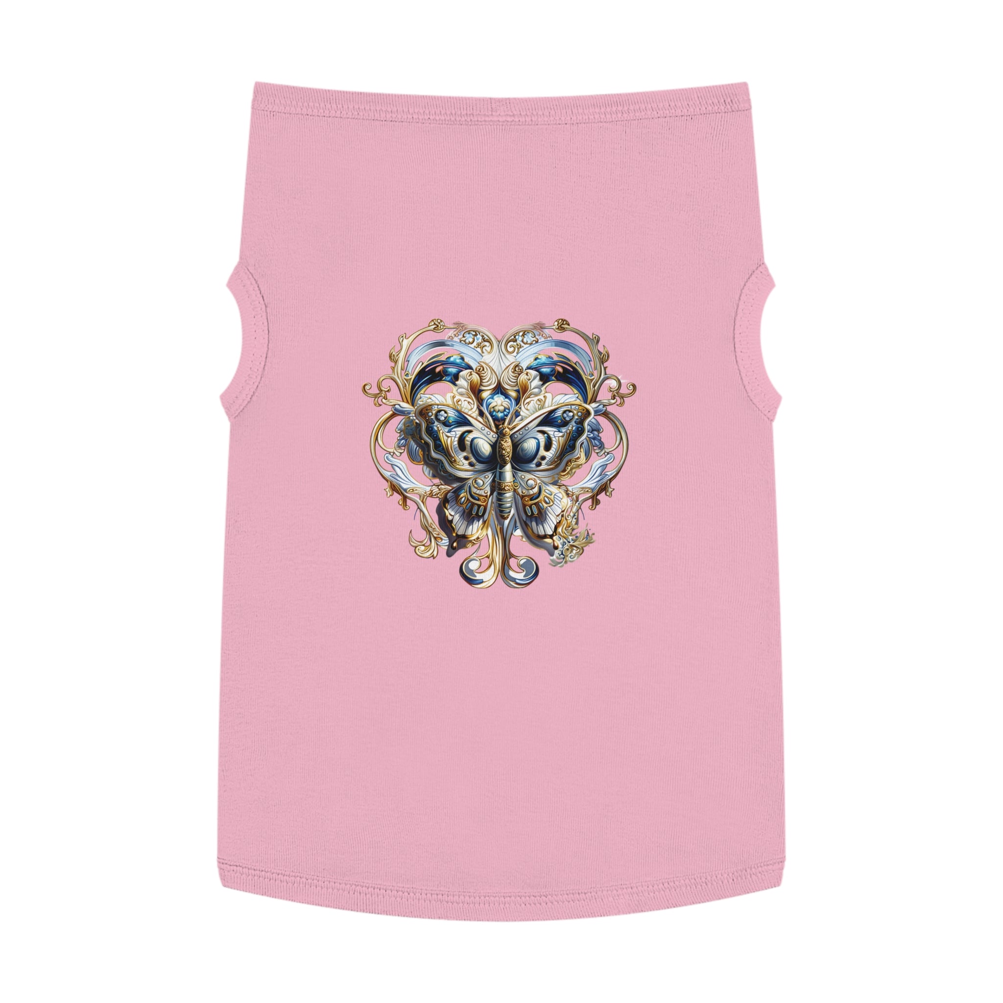 Pet Tank Top — Ornate Blue & Gold Butterfly Dog Shirt