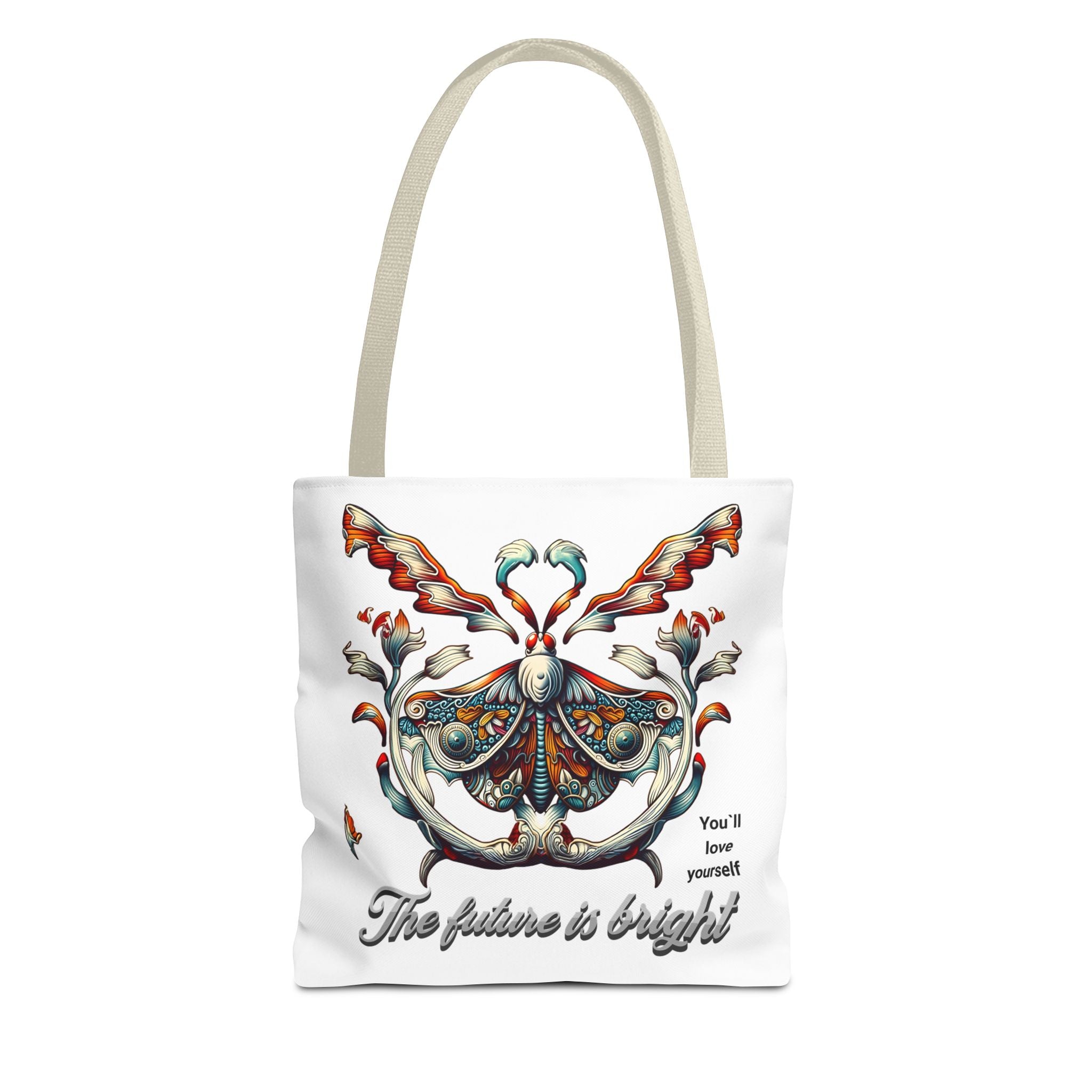Bright Future Butterfly Tote Bag — Inspirational Floral Art AOP Tote