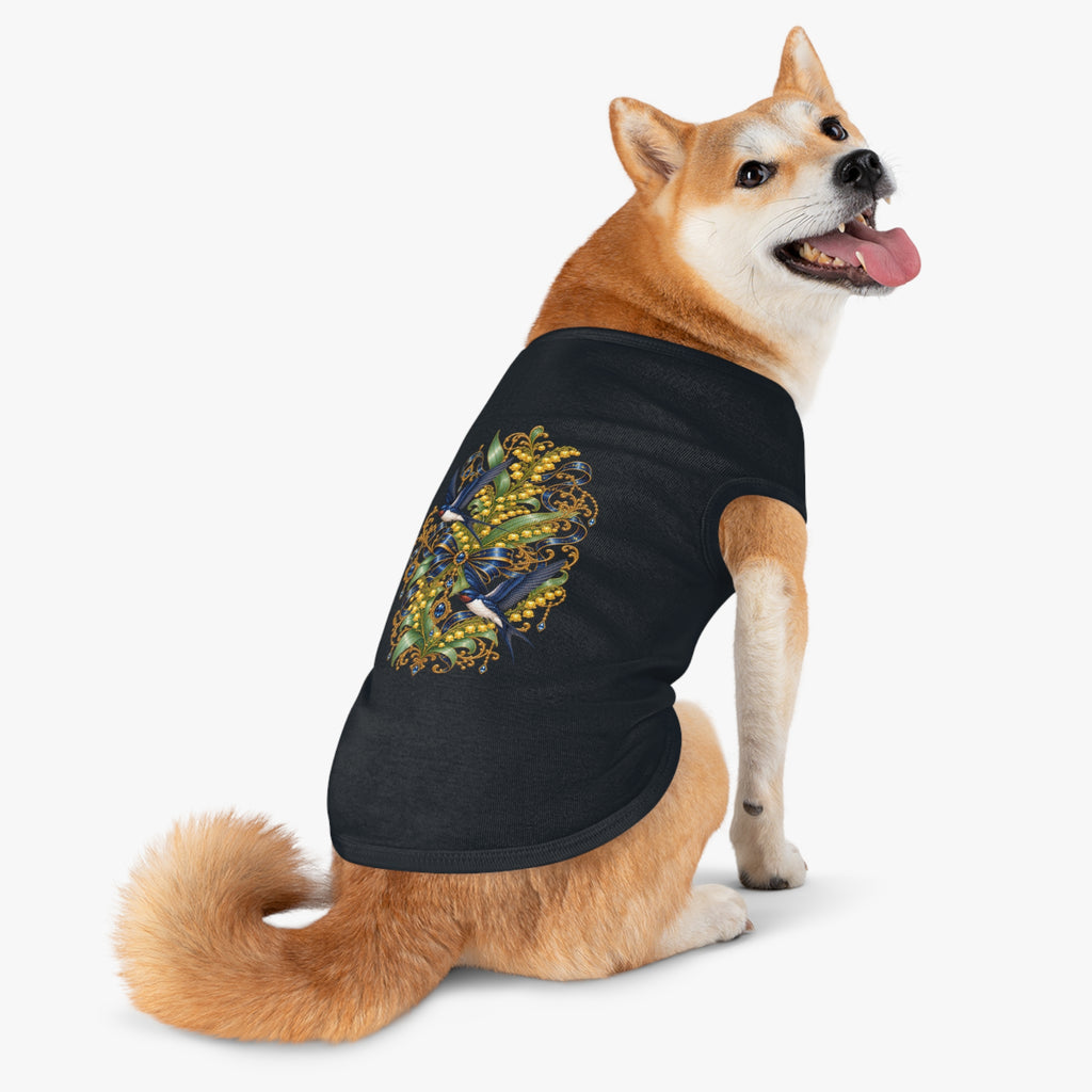 Pet Tank Top — Ornate Bluebird & Floral Jewel Print