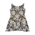 Baroque Floral Skater Dress — Gold & Navy Ornate All-Over Print