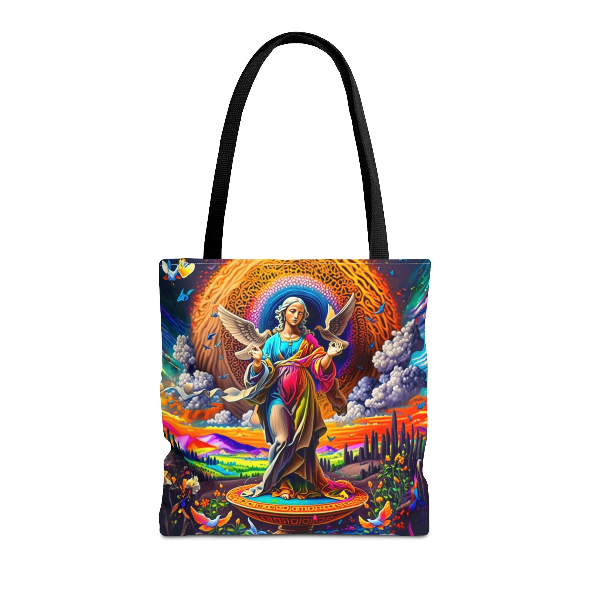 Vibrant Art Tote Bag - Spiritual, Colorful, Angular Design for Everyday Use, Perfect for Gifts, Shopping, Beach Days, Festivals, and Yoga