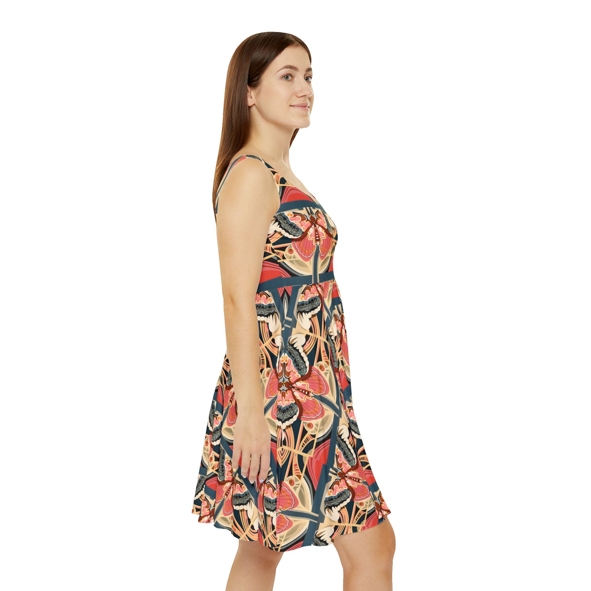 Butterfly Mosaic Skater Dress — Vintage Floral Print