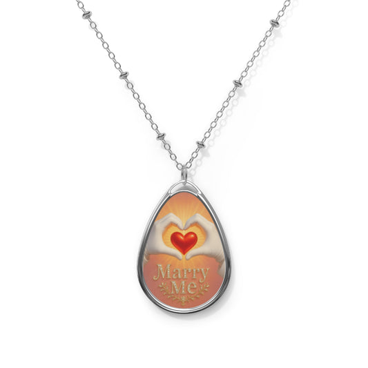 Romantic Oval Necklace, Bridal Jewelry, Engagement Gift, Wedding Accessory, Proposal Necklace, Heart Design