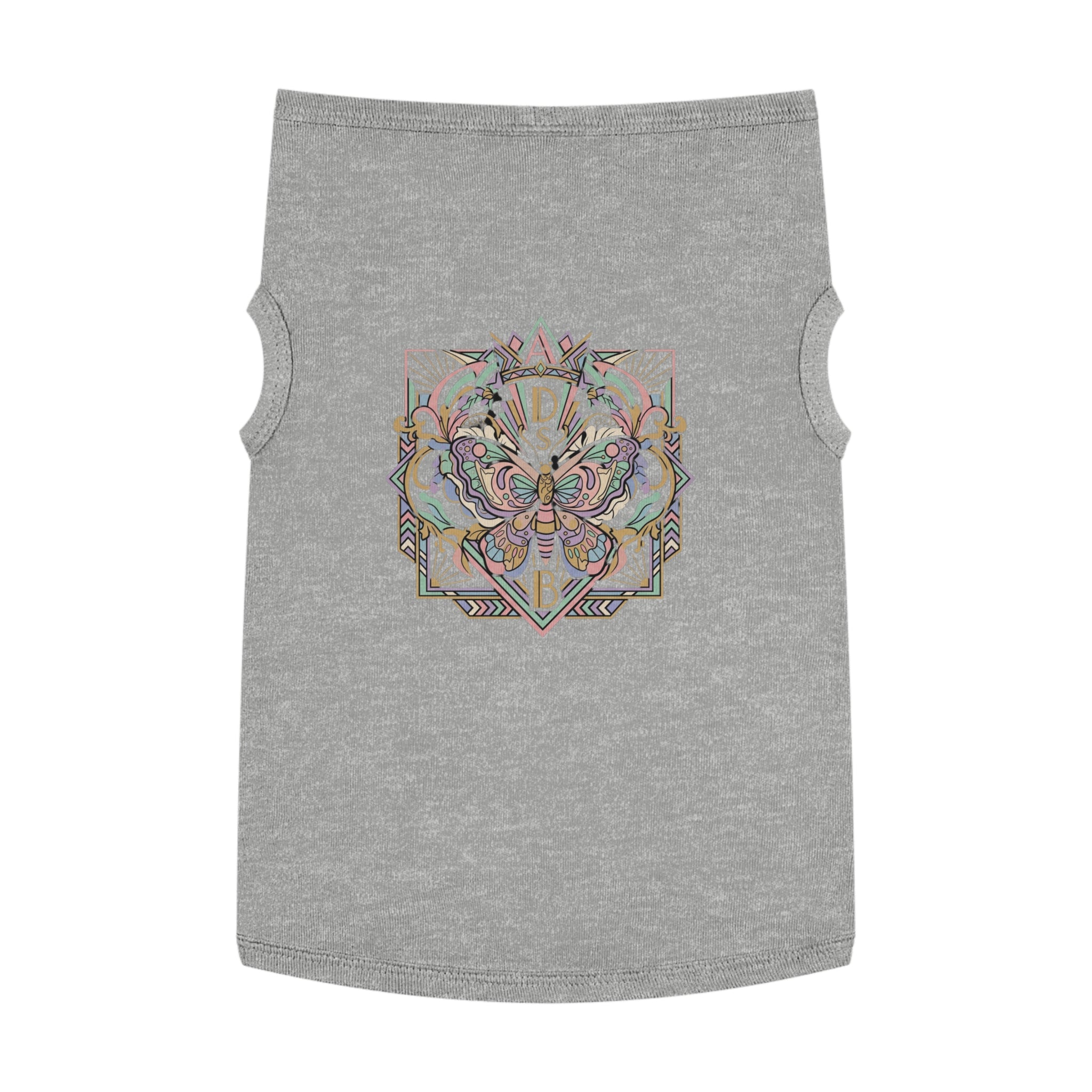 Butterfly Mandala Pet Tank Top — Pastel Geometric Dog Shirt
