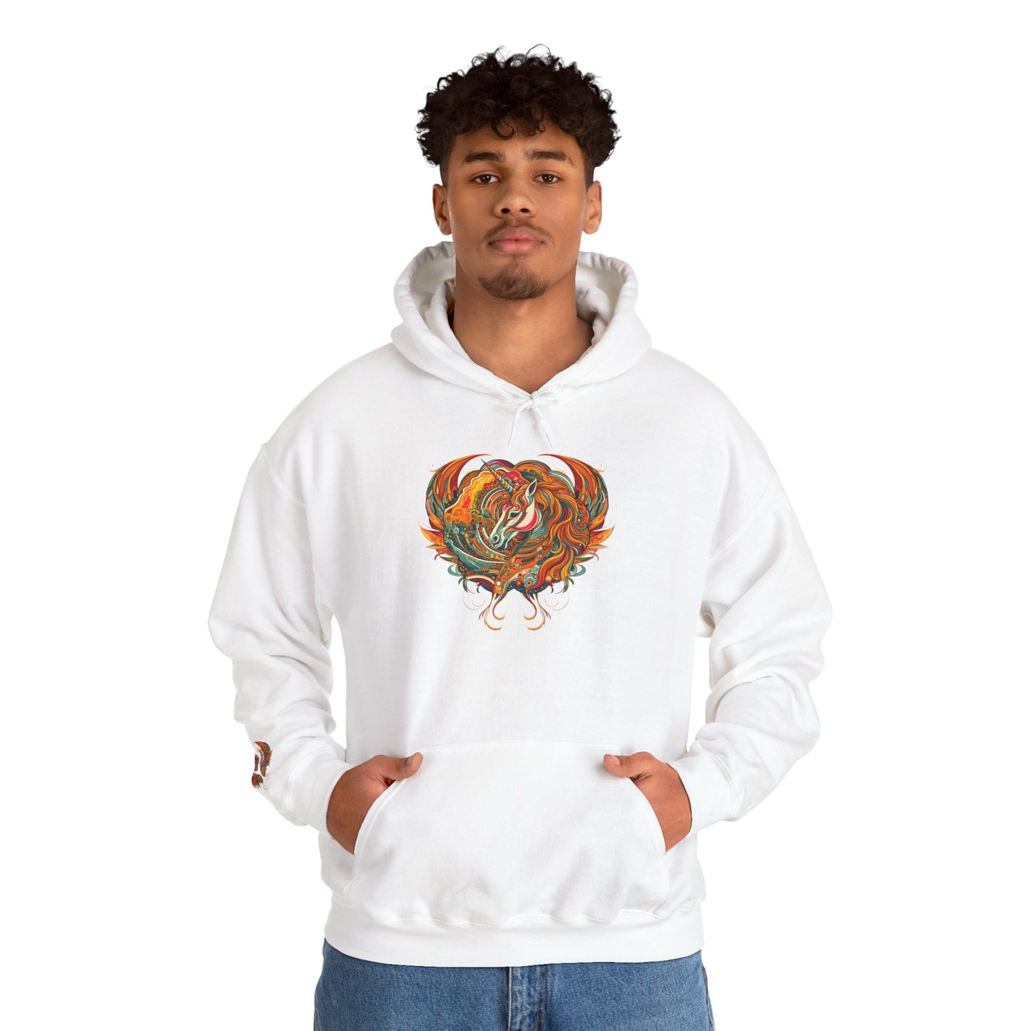 Colorful Heart Design Hooded Sweatshirt, Cozy Sweatshirt, Unisex Pullover, Gift for Him, Gift for Her, Casual Wear, Layering Essentials