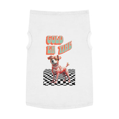 Playful Pet Tank Top - 'Gold en Time', Dog Summer Wear, Cute Pet Clothing, Dog Lover Gift, Fun Pet Apparel