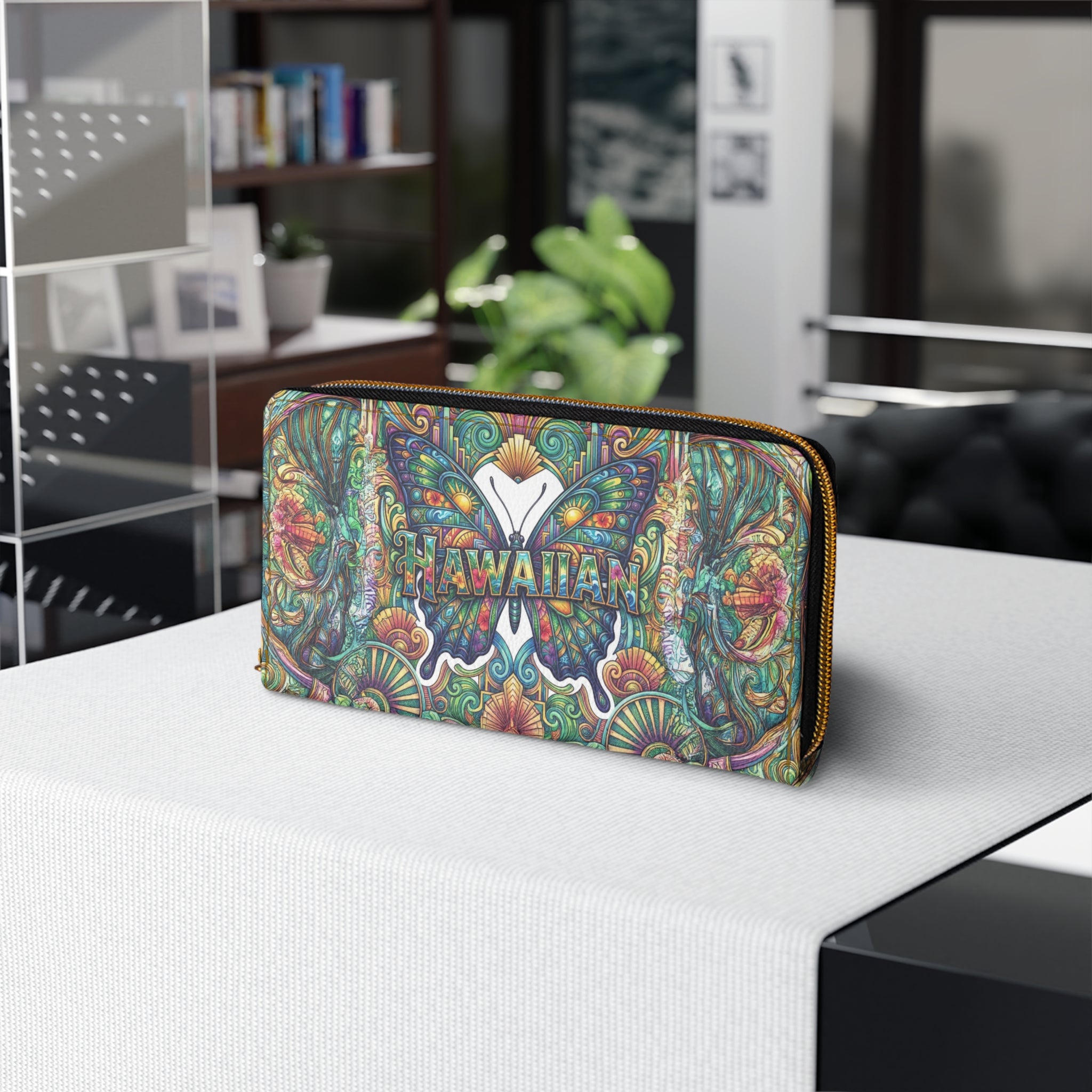 Hawaiian Butterfly Zipper Wallet – Aloha Floral Travel Wallet