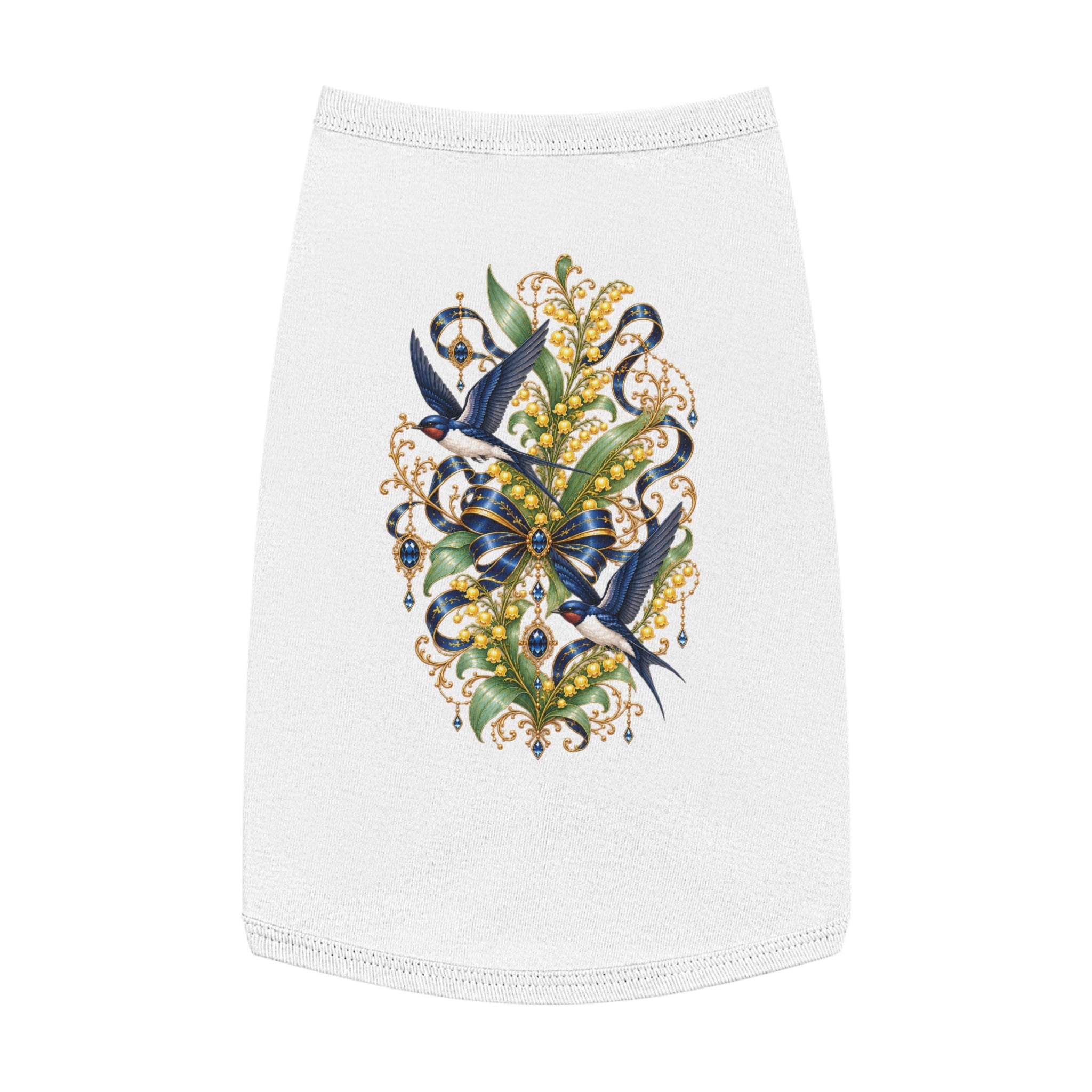 Pet Tank Top — Ornate Bluebird & Floral Jewel Print