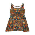 Orange Steampunk Butterfly Skater Dress — All-Over Print Boho Art Dress