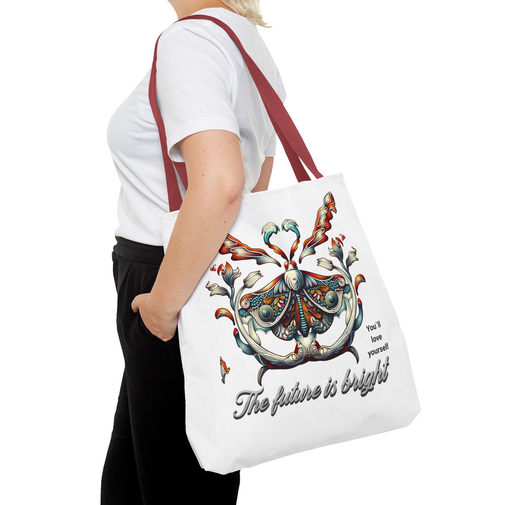 Bright Future Butterfly Tote Bag — Inspirational Floral Art AOP Tote