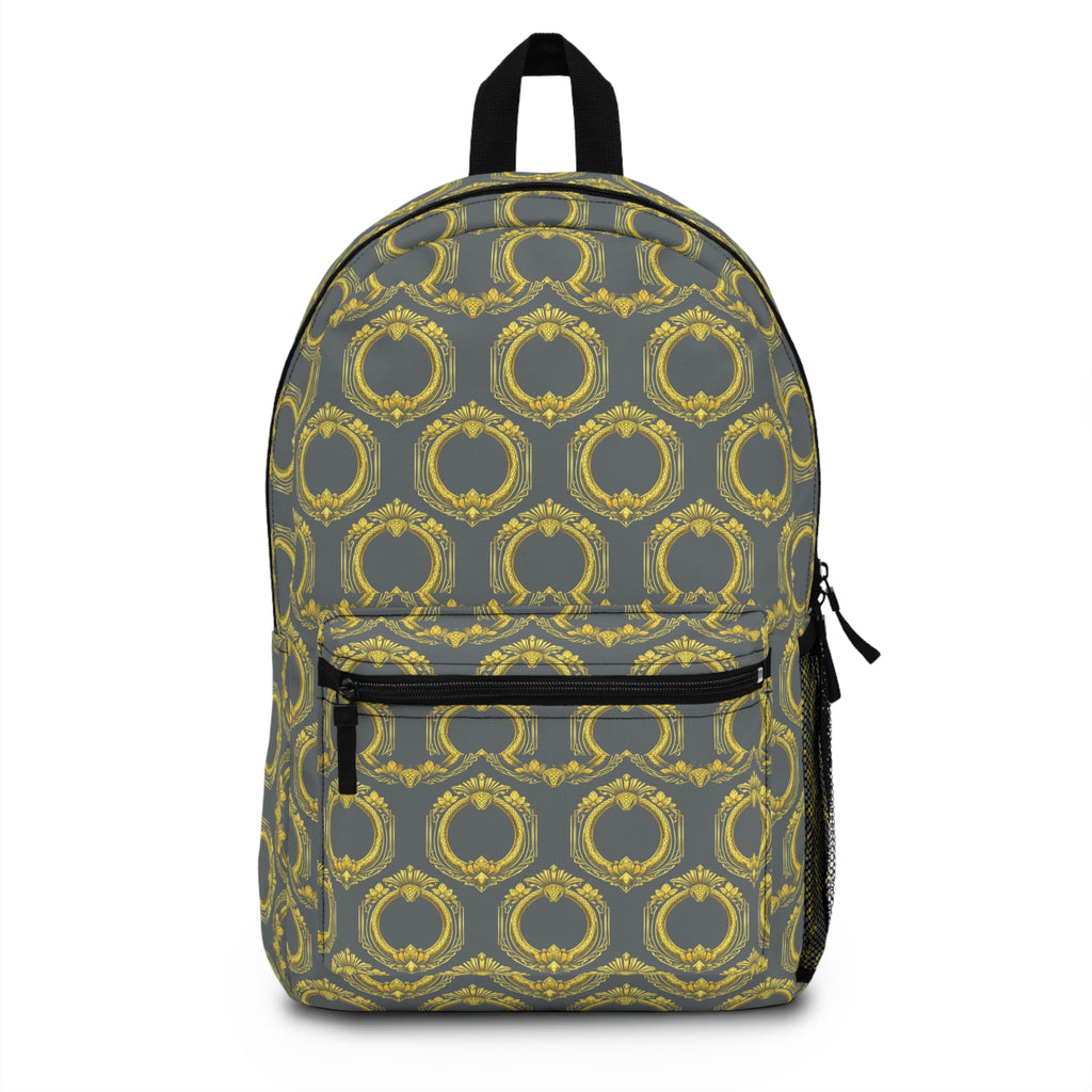 Baroque Gold Pattern Backpack — Vintage Ornate Circle Design