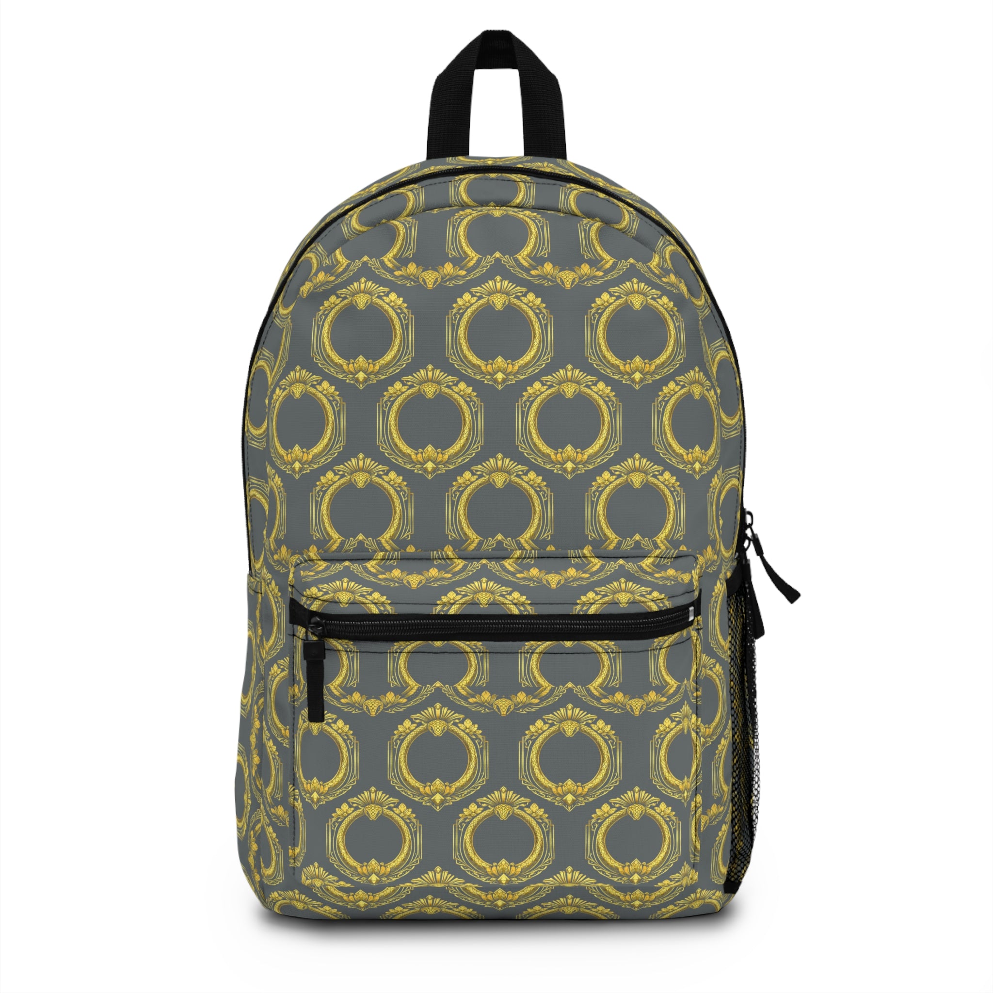 Baroque Gold Pattern Backpack — Vintage Ornate Circle Design