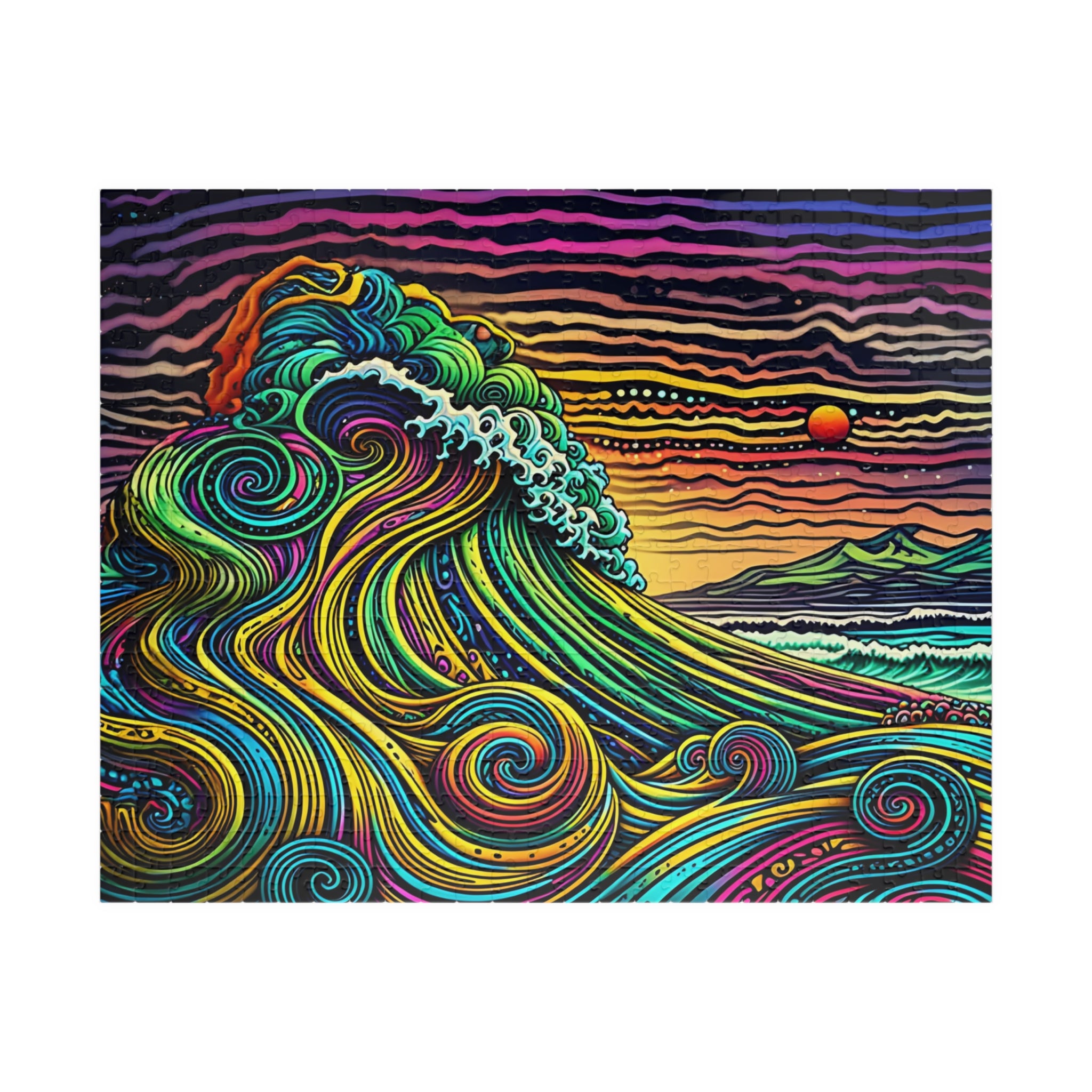 Puzzle artistico a forma di onda - Scena oceanica, regalo rilassante, attività per la famiglia, arredamento per la casa, opzioni da 110 a 1014 pezzi