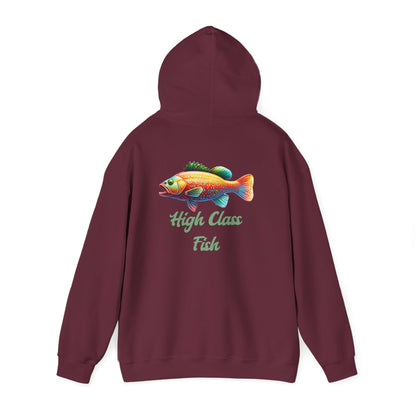 High Class Fish Hoodie - Unisex Heavy Blend Sweatshirt, Cozy Gift for Fishing Enthusiasts, Great for Outdoors, Casual Wear, Birthday Gift