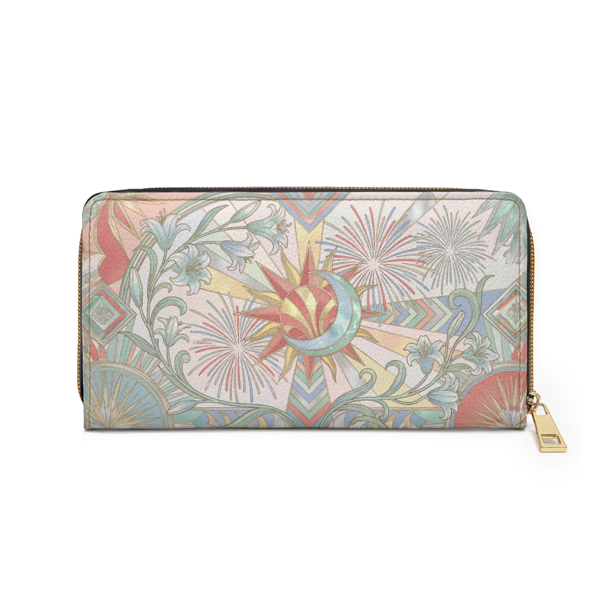 Zipper Wallet — Vintage Sun & Moon Floral Zip Wallet