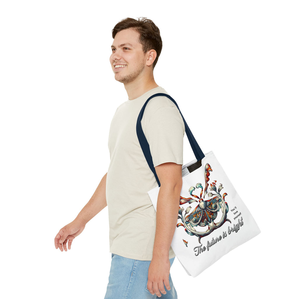 Bright Future Butterfly Tote Bag — Inspirational Floral Art AOP Tote