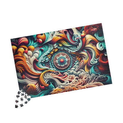 Ocean Waves Puzzle, Mandala Art Puzzle, Relaxing Home Decor, Mindful Gift, Family Activity, Puzzle for All Ages, 1014-piece Puzzle