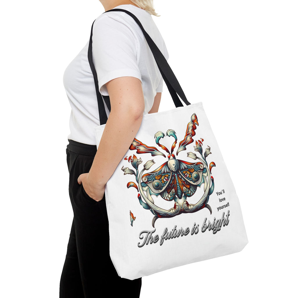 Bright Future Butterfly Tote Bag — Inspirational Floral Art AOP Tote