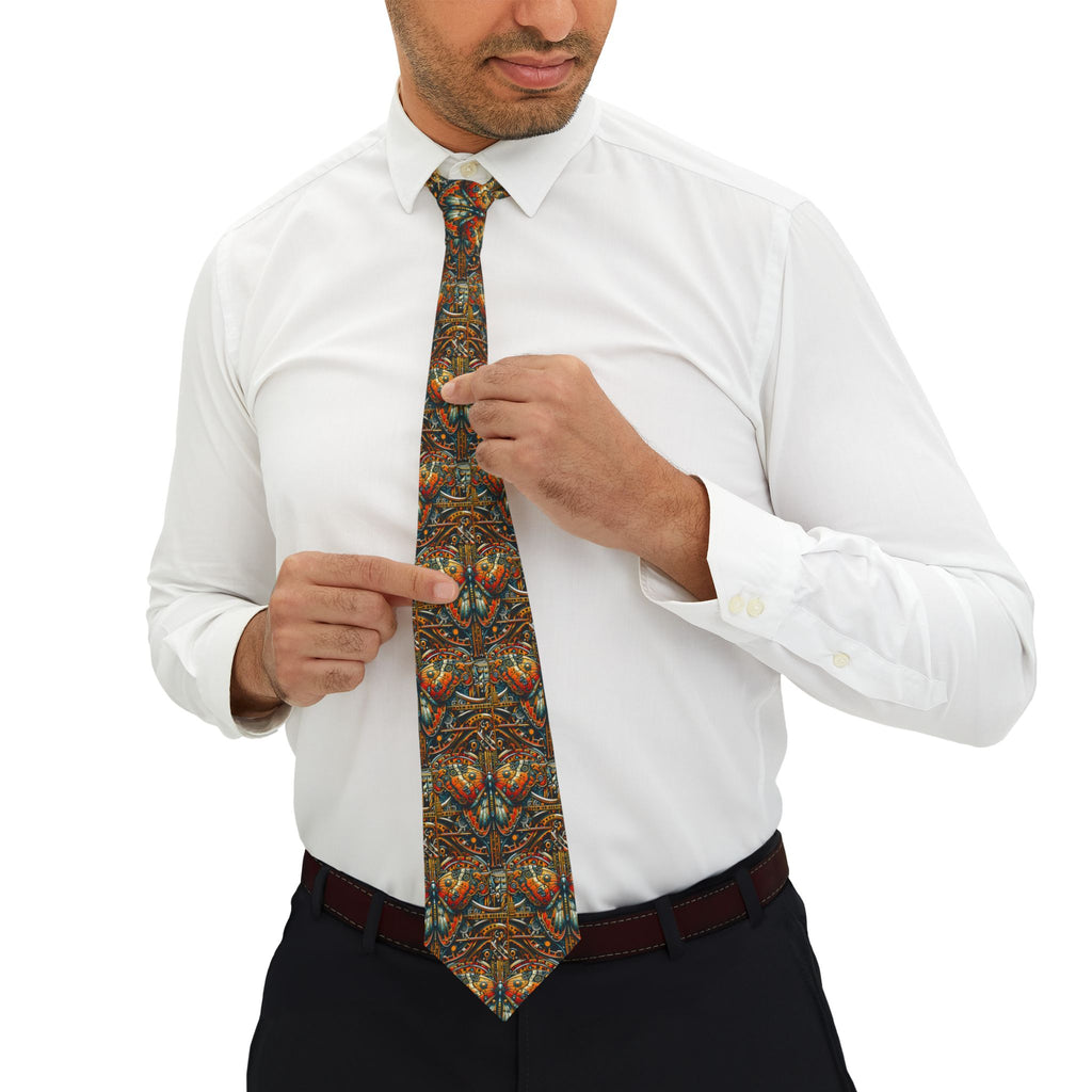 Vintage Paisley Necktie — Rustic Autumn Botanical Pattern
