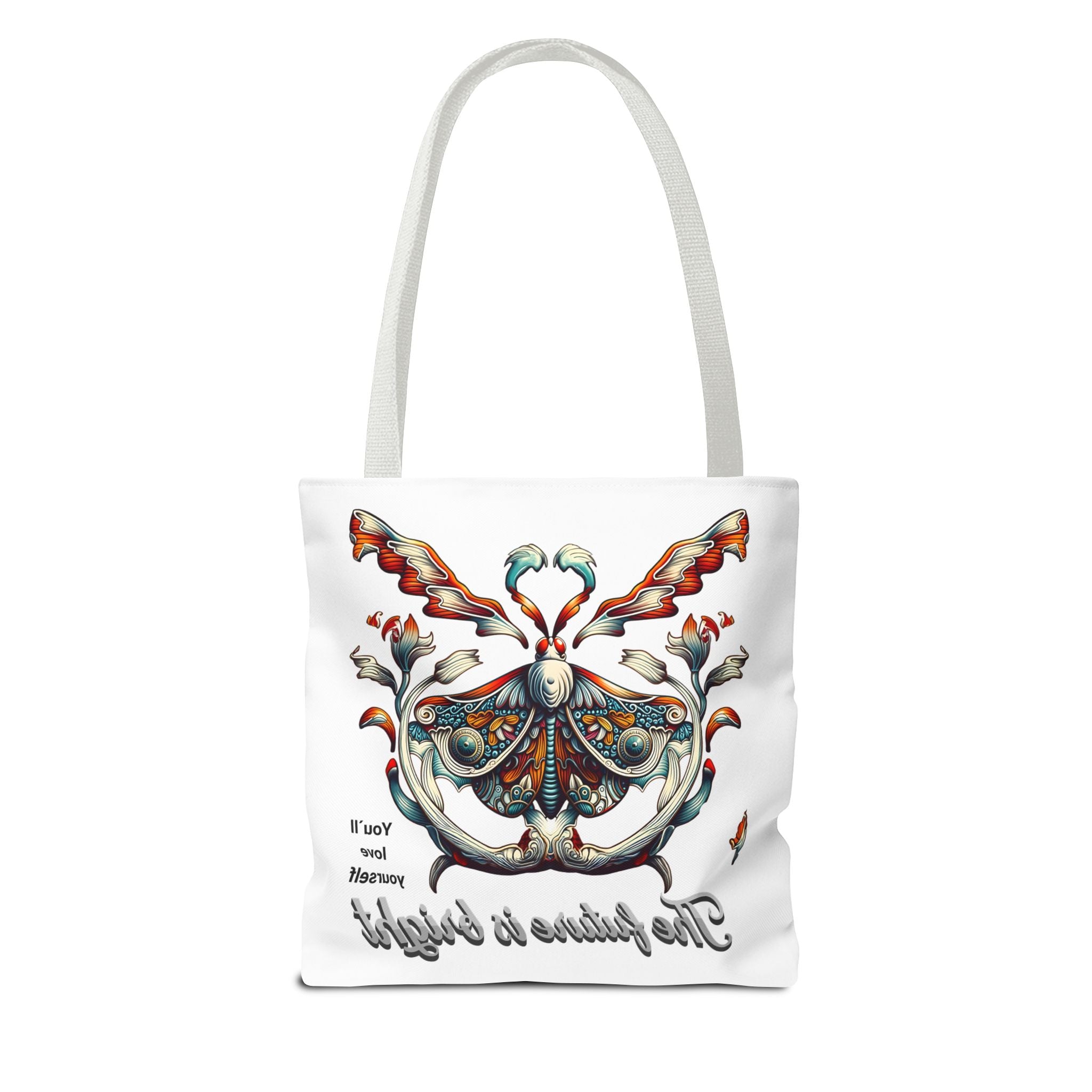 Bright Future Butterfly Tote Bag — Inspirational Floral Art AOP Tote