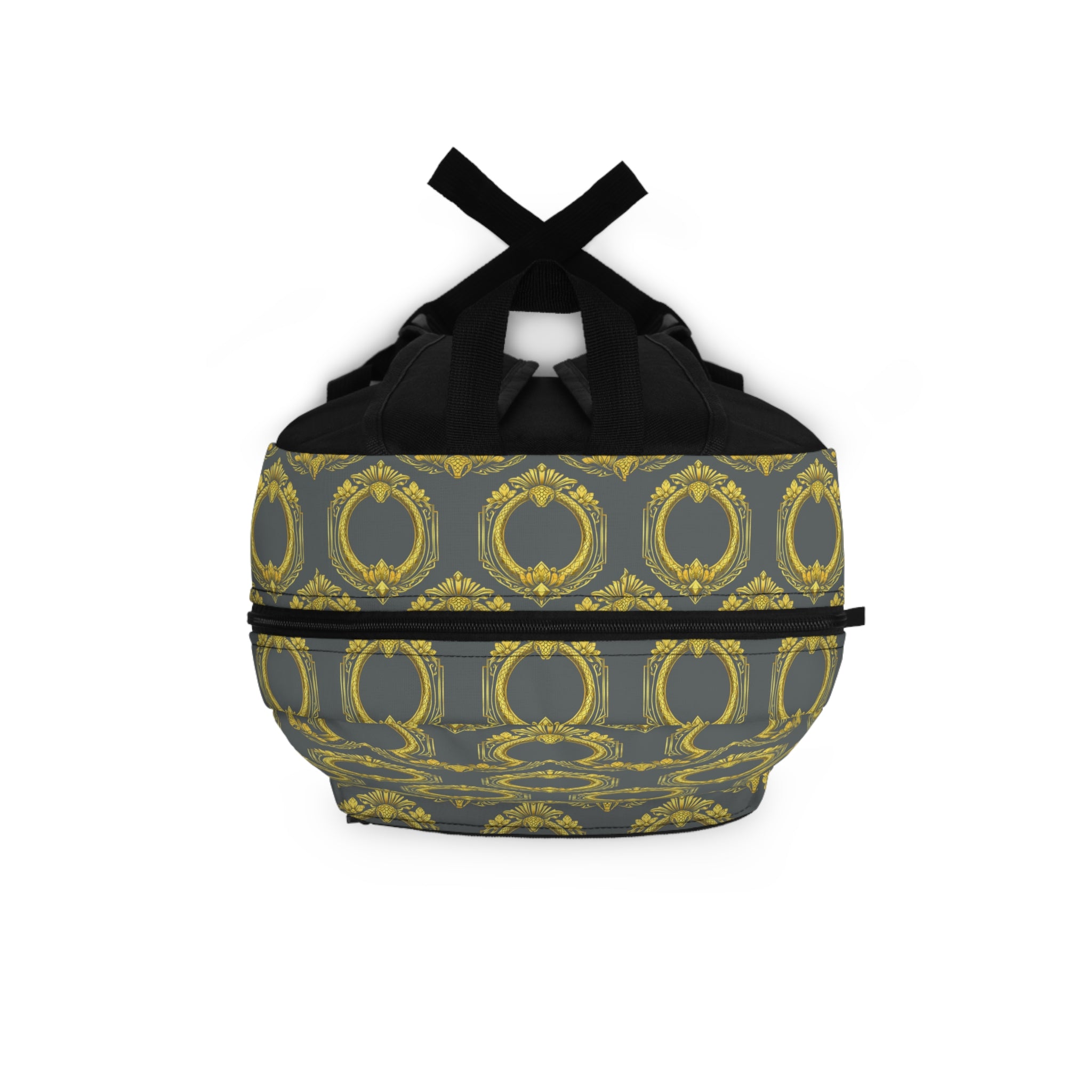 Baroque Gold Pattern Backpack — Vintage Ornate Circle Design