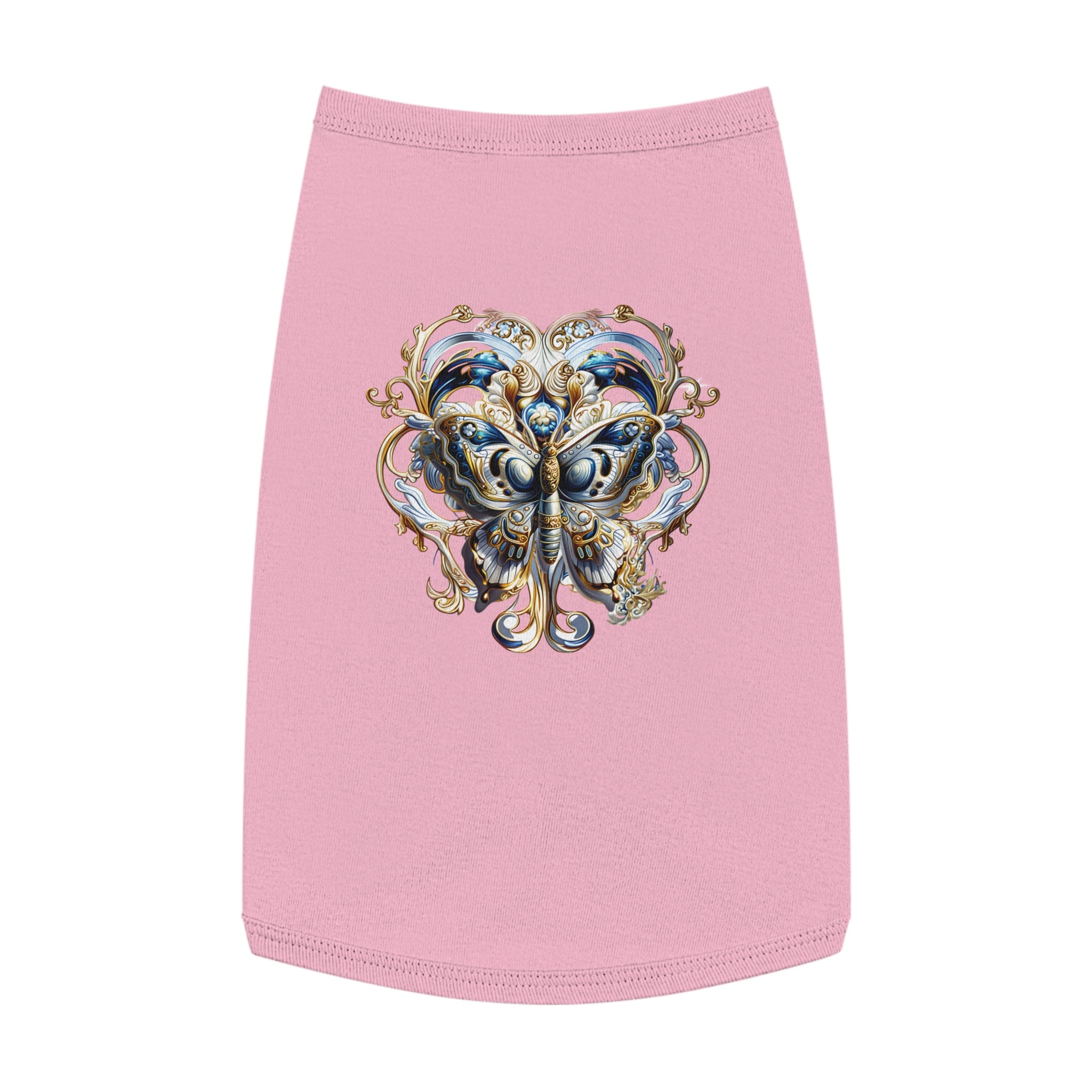 Pet Tank Top — Ornate Blue & Gold Butterfly Dog Shirt