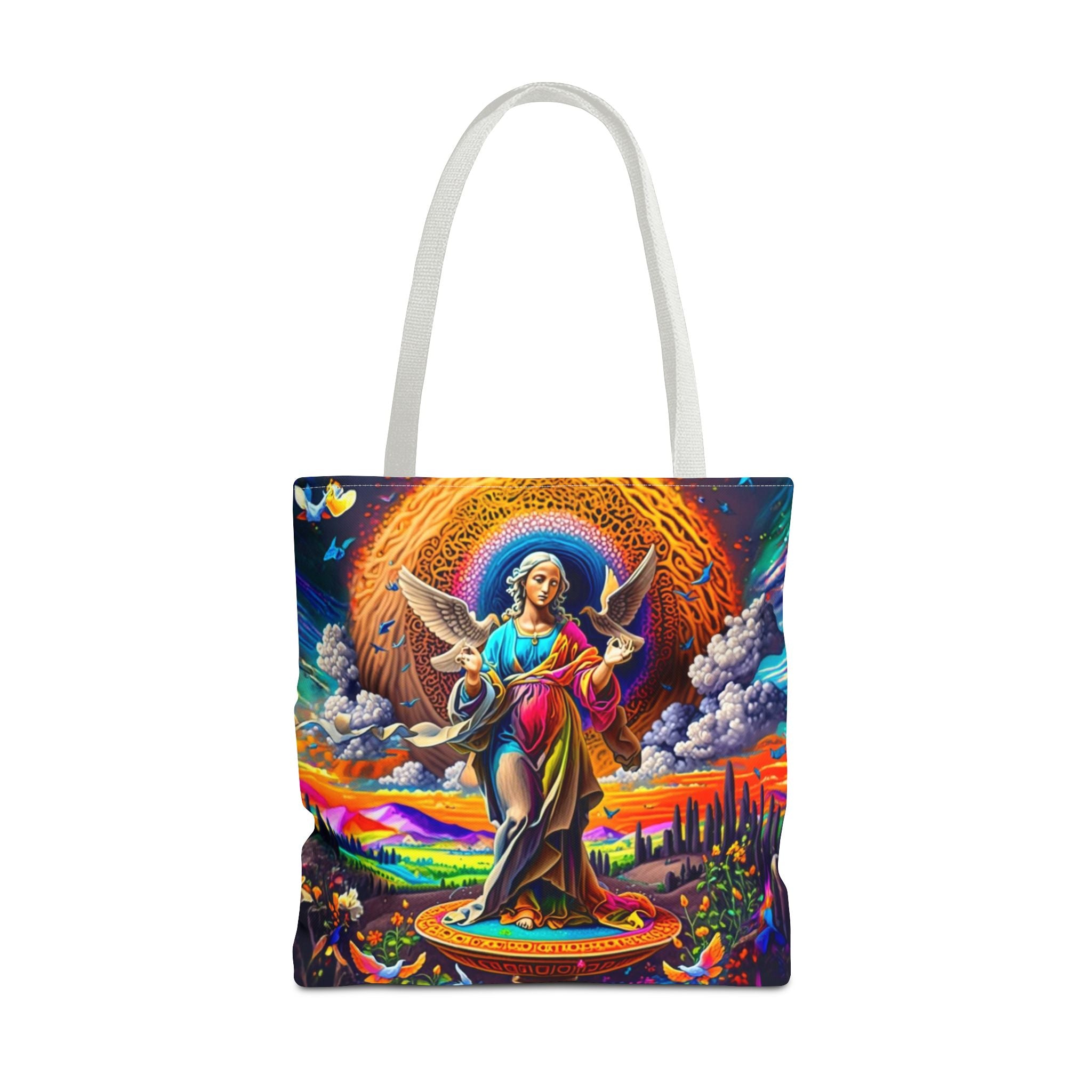 Vibrant Art Tote Bag - Spiritual, Colorful, Angular Design for Everyday Use, Perfect for Gifts, Shopping, Beach Days, Festivals, and Yoga